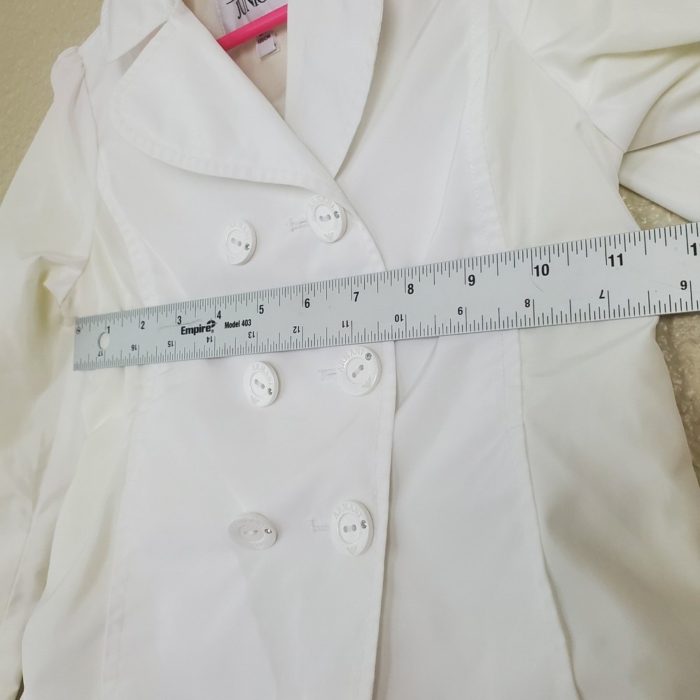 Armani Junior Girls White Double Breasted Lightweight Ruffle Jacket Size 3Y 100C - Picture 3 of 10